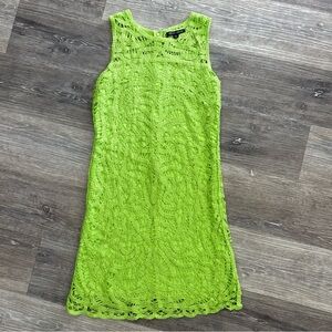 Boston Proper Women's Crochet Dress Sleeveless Vibrant Green Size MED Beach Boho